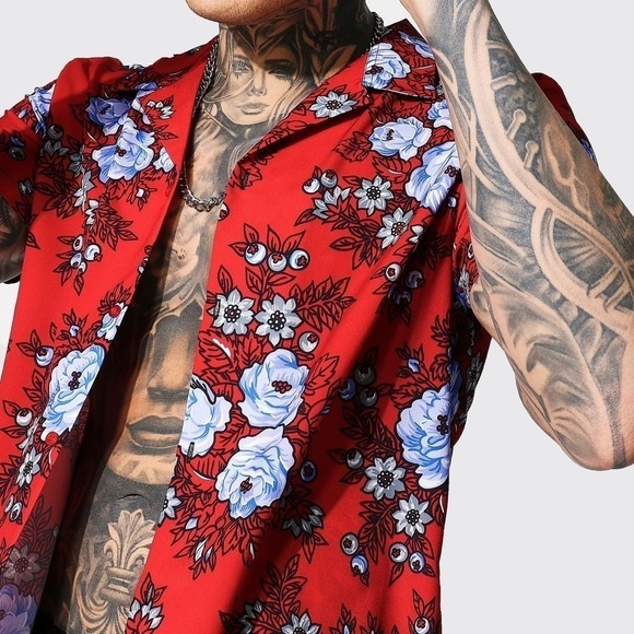 Boohoo Man Short Sleeve Floral Shirt - M - Picture 3 of 5